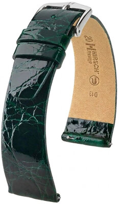 Pasek skórzany Hirsch Prestige L 02208040-2, zielony, skóra krokodyla, długość L, Quick Release