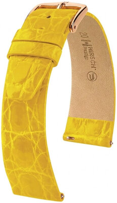 Pasek skórzany Hirsch Prestige L 02208072-7, żółty, skóra krokodyla, długość L, Quick Release