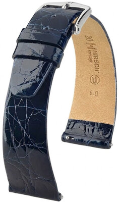 Pasek skórzany Hirsch Prestige L 02208080-2, niebieski, skóra krokodyla, długość L, Quick Release