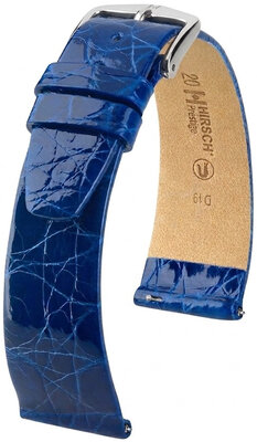Pasek skórzany Hirsch Prestige L 02208085-2, niebieski, skóra krokodyla, długość L, Quick Release