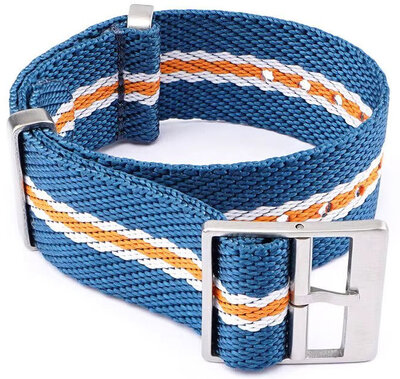 Pasek tekstylny Ricardo Mantova premium, Blue/Orange, NATO