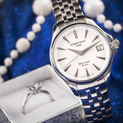 Certina DS Action Lady Quartz Precidrive COSC Chronometer Diamonds C032.051.44.036.00