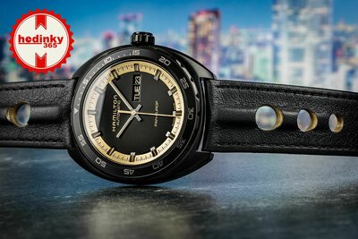 Hamilton American Classic Pan Europ Black & Gold Automatic H35425730 + NATO strap