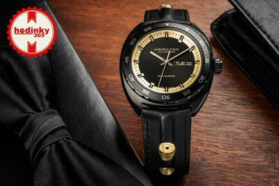 Hamilton American Classic Pan Europ Black & Gold Automatic H35425730 + NATO strap