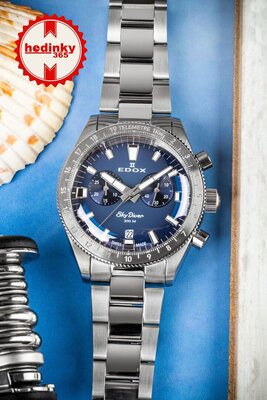 Edox SkyDiver Chronograph Quartz 10116-3-buidn Limited Edition 1000pcs ( + zamienny pasek )