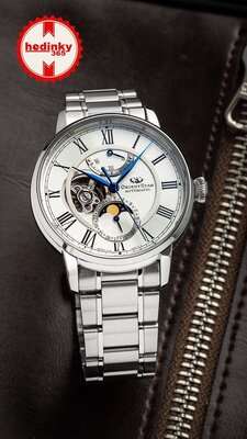 Orient Star Classic M45 F7 Moon Phase Open Heart Automatic RE-BT0005S00B (+ zamienny pasek)